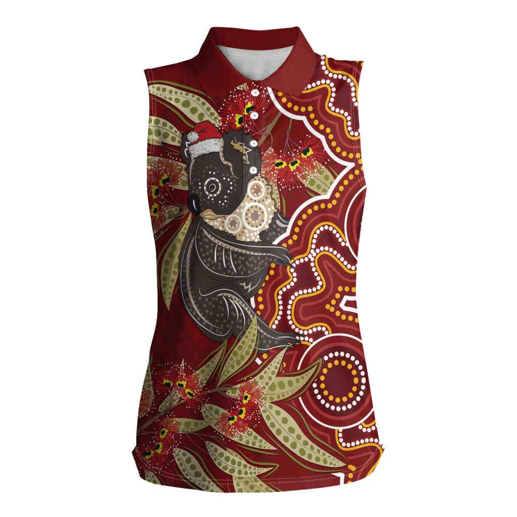 Australia Santa Koala Women Sleeveless Polo Shirt Aboriginal Style