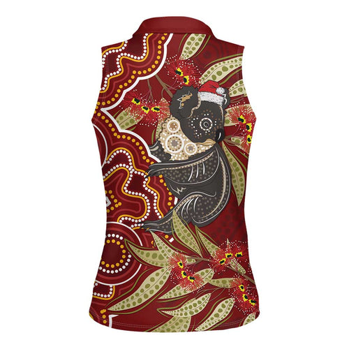 Australia Santa Koala Women Sleeveless Polo Shirt Aboriginal Style