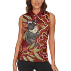 Australia Santa Koala Women Sleeveless Polo Shirt Aboriginal Style