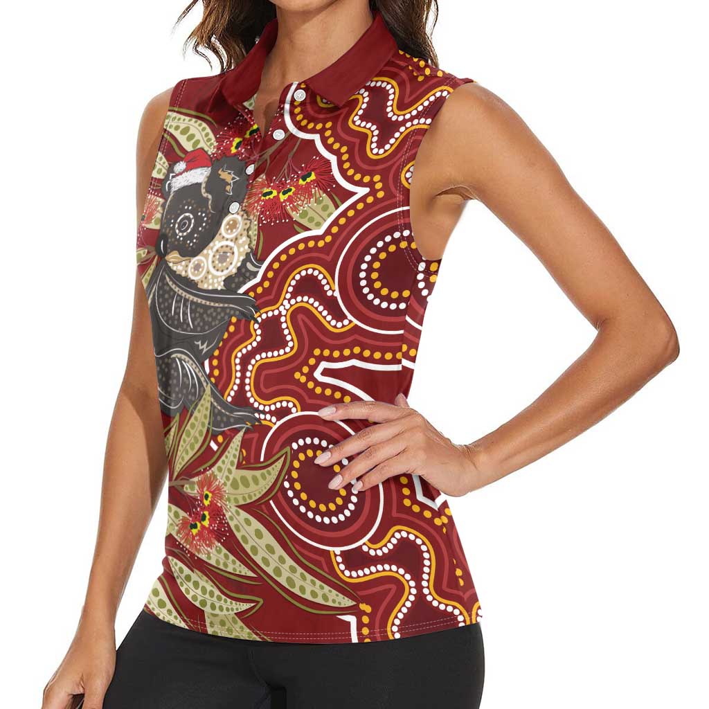 Australia Santa Koala Women Sleeveless Polo Shirt Aboriginal Style