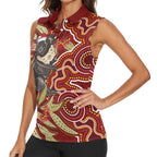Australia Santa Koala Women Sleeveless Polo Shirt Aboriginal Style