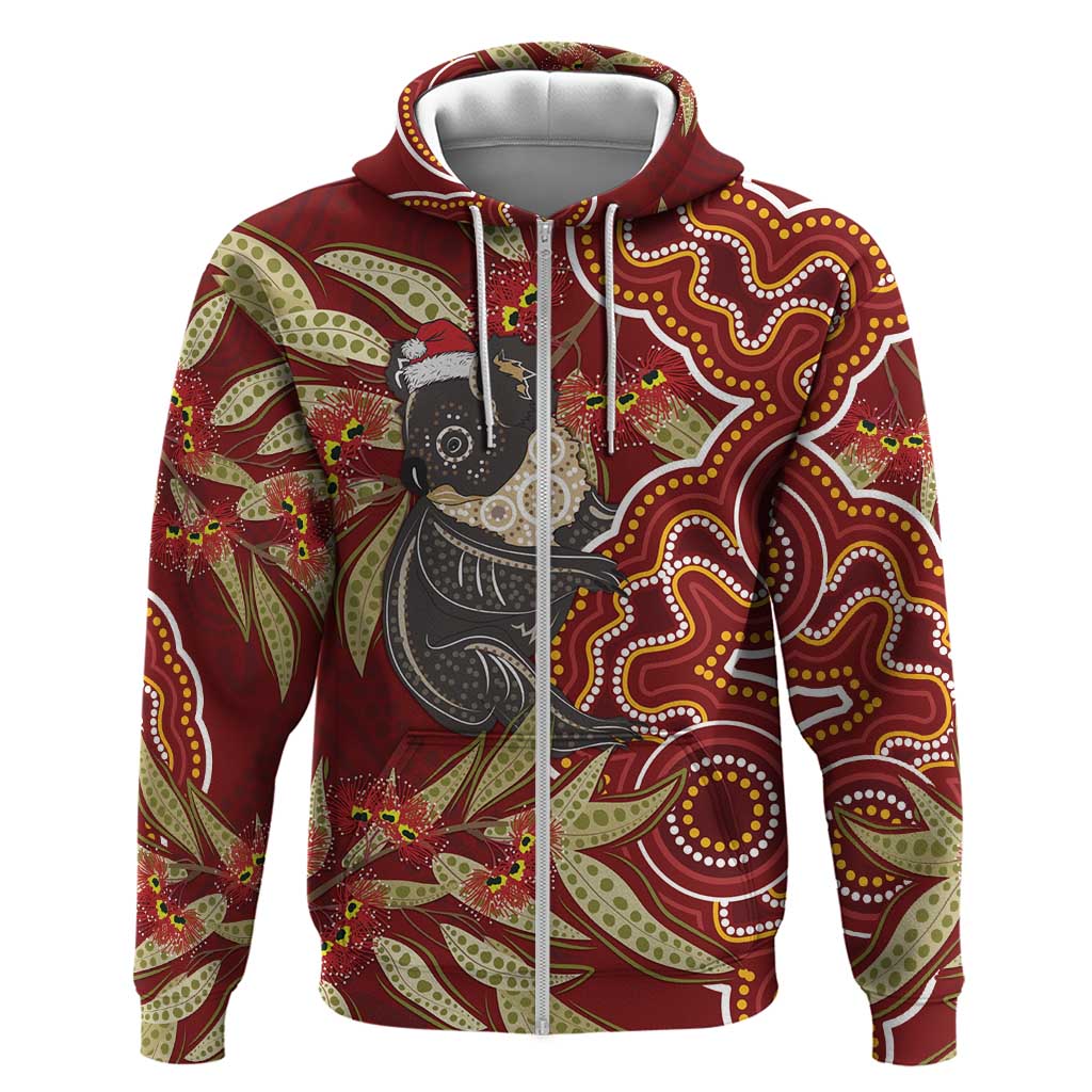 Australia Santa Koala Zip Hoodie Aboriginal Style