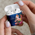 Australia Christmas Pink Cockatoo with Banksia AirPods Case Snowy Blue - Aussie Hoodie
