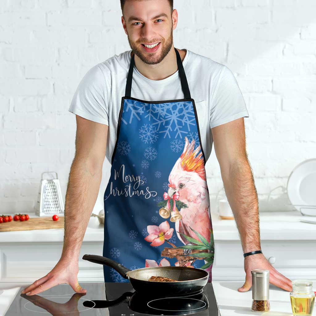 Australia Christmas Pink Cockatoo with Banksia Apron Snowy Blue - Aussie Hoodie