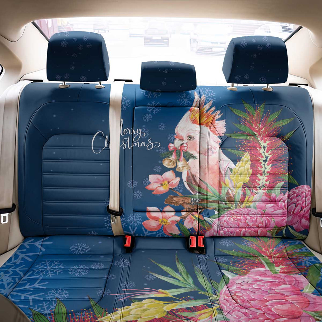 Australia Christmas Pink Cockatoo with Banksia Back Car Seat Cover Snowy Blue - Aussie Hoodie