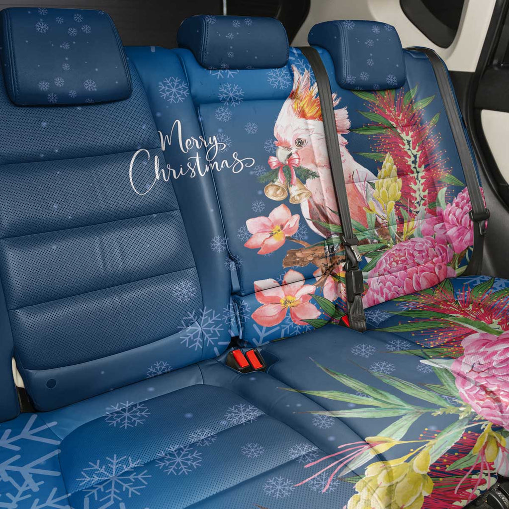 Australia Christmas Pink Cockatoo with Banksia Back Car Seat Cover Snowy Blue - Aussie Hoodie