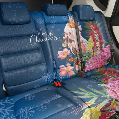 Australia Christmas Pink Cockatoo with Banksia Back Car Seat Cover Snowy Blue - Aussie Hoodie
