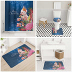 Australia Christmas Pink Cockatoo with Banksia Bathroom Set Snowy Blue - Aussie Hoodie
