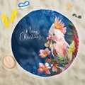 Australia Christmas Pink Cockatoo with Banksia Beach Blanket Snowy Blue - Aussie Hoodie