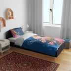 Australia Christmas Pink Cockatoo with Banksia Bedding Set Snowy Blue - Aussie Hoodie
