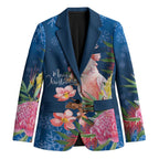 Australia Christmas Pink Cockatoo with Banksia Blazer Snowy Blue - Aussie Hoodie