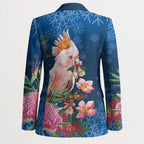 Australia Christmas Pink Cockatoo with Banksia Blazer Snowy Blue - Aussie Hoodie