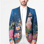 Australia Christmas Pink Cockatoo with Banksia Blazer Snowy Blue - Aussie Hoodie