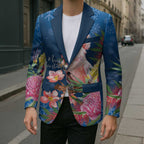 Australia Christmas Pink Cockatoo with Banksia Blazer Snowy Blue - Aussie Hoodie
