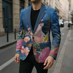 Australia Christmas Pink Cockatoo with Banksia Blazer Snowy Blue - Aussie Hoodie