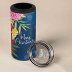Australia Christmas Pink Cockatoo with Banksia 4 in 1 Can Cooler Tumbler Snowy Blue - Aussie Hoodie