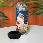Australia Christmas Pink Cockatoo with Banksia 4 in 1 Can Cooler Tumbler Snowy Blue - Aussie Hoodie