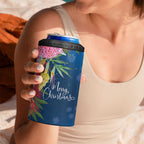 Australia Christmas Pink Cockatoo with Banksia 4 in 1 Can Cooler Tumbler Snowy Blue - Aussie Hoodie