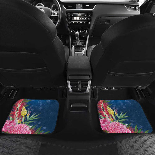 Australia Christmas Pink Cockatoo with Banksia Car Mats Snowy Blue - Aussie Hoodie