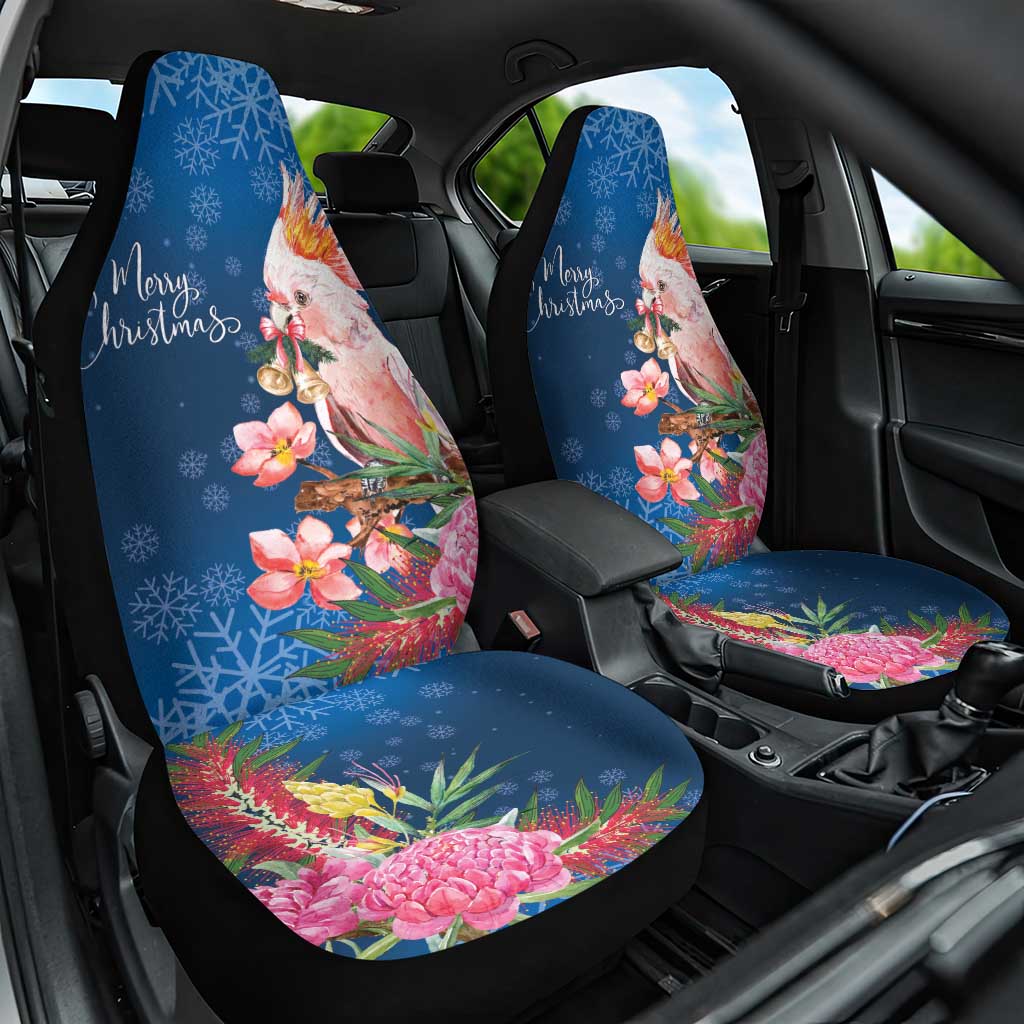 Australia Christmas Pink Cockatoo with Banksia Car Seat Cover Snowy Blue - Aussie Hoodie