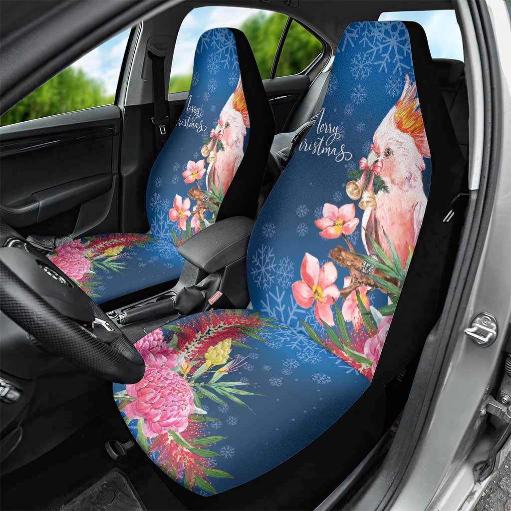 Australia Christmas Pink Cockatoo with Banksia Car Seat Cover Snowy Blue - Aussie Hoodie