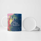 Australia Christmas Pink Cockatoo with Banksia Ceramic Mug Snowy Blue - Aussie Hoodie