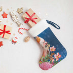 Australia Christmas Pink Cockatoo with Banksia Christmas Stocking Snowy Blue - Aussie Hoodie