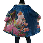 Australia Christmas Pink Cockatoo with Banksia Cloak Snowy Blue - Aussie Hoodie