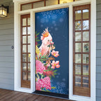 Australia Christmas Pink Cockatoo with Banksia Door Cover Snowy Blue - Aussie Hoodie