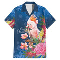Australia Christmas Pink Cockatoo with Banksia Family Matching Mermaid Dress and Hawaiian Shirt Snowy Blue - Aussie Hoodie