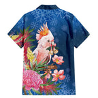 Australia Christmas Pink Cockatoo with Banksia Family Matching Mermaid Dress and Hawaiian Shirt Snowy Blue - Aussie Hoodie