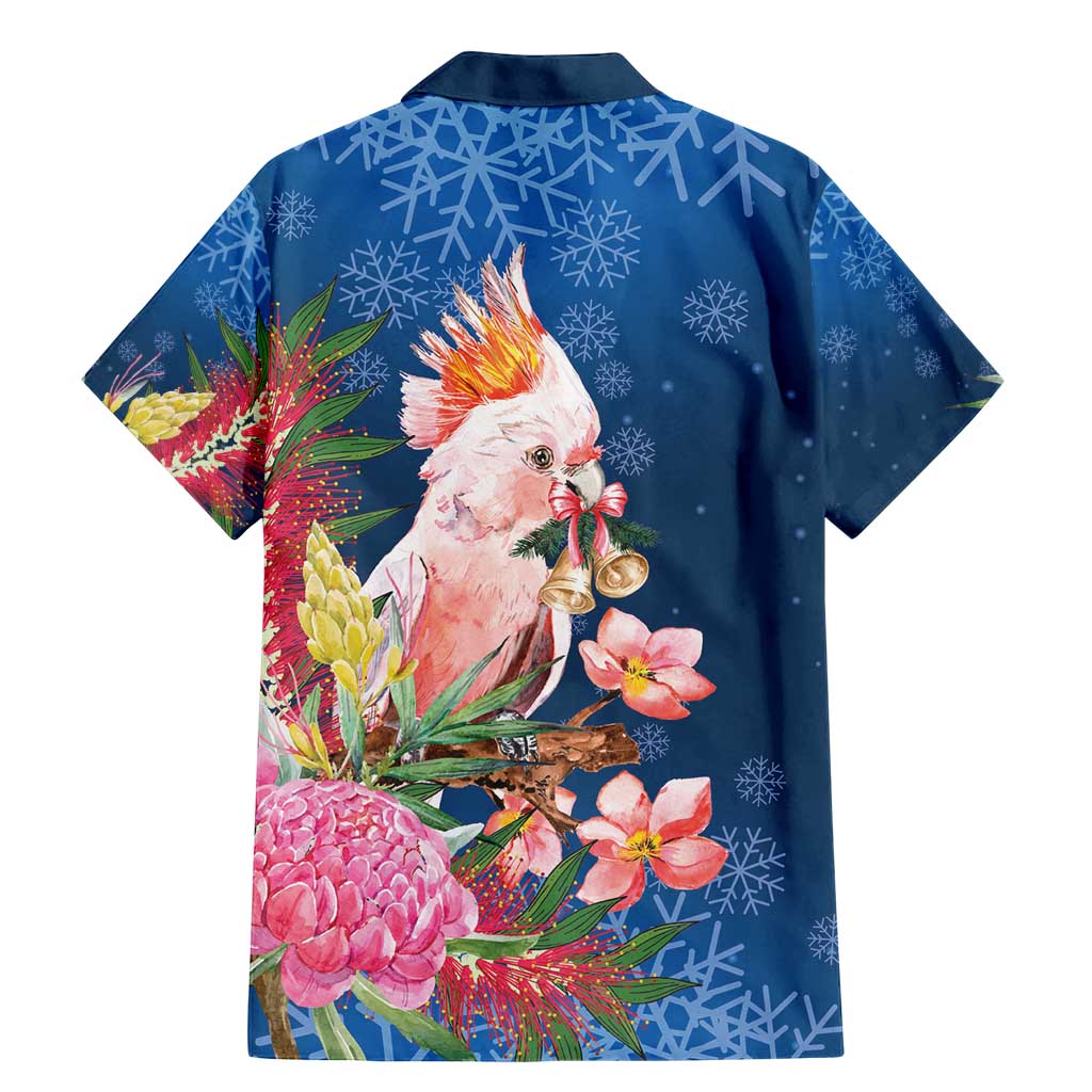 Australia Christmas Pink Cockatoo with Banksia Family Matching Mermaid Dress and Hawaiian Shirt Snowy Blue - Aussie Hoodie
