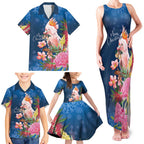 Australia Christmas Pink Cockatoo with Banksia Family Matching Tank Maxi Dress and Hawaiian Shirt Snowy Blue - Aussie Hoodie