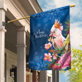 Australia Christmas Pink Cockatoo with Banksia Garden Flag Snowy Blue - Aussie Hoodie