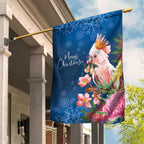 Australia Christmas Pink Cockatoo with Banksia Garden Flag Snowy Blue - Aussie Hoodie