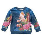 Australia Christmas Pink Cockatoo with Banksia Kid Ugly Christmas Sweater Snowy Blue - Aussie Hoodie