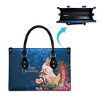 Australia Christmas Pink Cockatoo with Banksia Leather Bag Snowy Blue - Aussie Hoodie