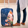 Australia Christmas Pink Cockatoo with Banksia Luggage Cover Snowy Blue - Aussie Hoodie