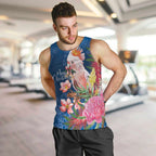 Australia Christmas Pink Cockatoo with Banksia Men Tank Top Snowy Blue - Aussie Hoodie