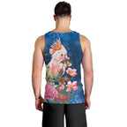 Australia Christmas Pink Cockatoo with Banksia Men Tank Top Snowy Blue - Aussie Hoodie