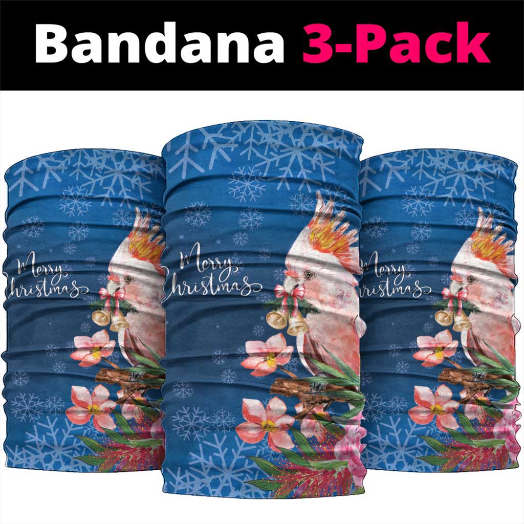 Australia Christmas Pink Cockatoo with Banksia Neck Gaiter Snowy Blue - Aussie Hoodie