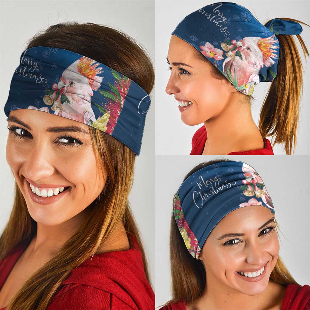 Australia Christmas Pink Cockatoo with Banksia Neck Gaiter Snowy Blue - Aussie Hoodie