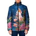 Australia Christmas Pink Cockatoo with Banksia Padded Jacket Snowy Blue - Aussie Hoodie