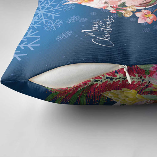 Australia Christmas Pink Cockatoo with Banksia Pillow Cover Snowy Blue - Aussie Hoodie