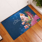 Australia Christmas Pink Cockatoo with Banksia Rubber Doormat Snowy Blue - Aussie Hoodie