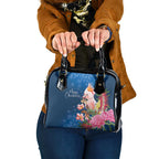 Australia Christmas Pink Cockatoo with Banksia Shoulder Handbag Snowy Blue - Aussie Hoodie