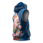 Australia Christmas Pink Cockatoo with Banksia Sleeveless Hoodie Snowy Blue - Aussie Hoodie