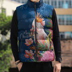 Australia Christmas Pink Cockatoo with Banksia Sleeveless Puffer Jacket Snowy Blue - Aussie Hoodie