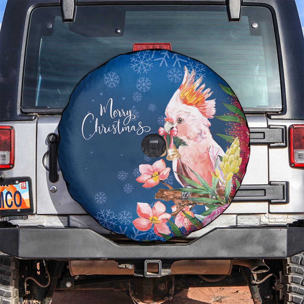 Australia Christmas Pink Cockatoo with Banksia Spare Tire Cover Snowy Blue - Aussie Hoodie