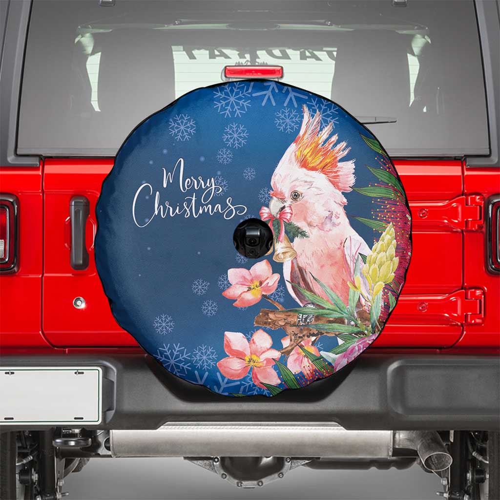 Australia Christmas Pink Cockatoo with Banksia Spare Tire Cover Snowy Blue - Aussie Hoodie